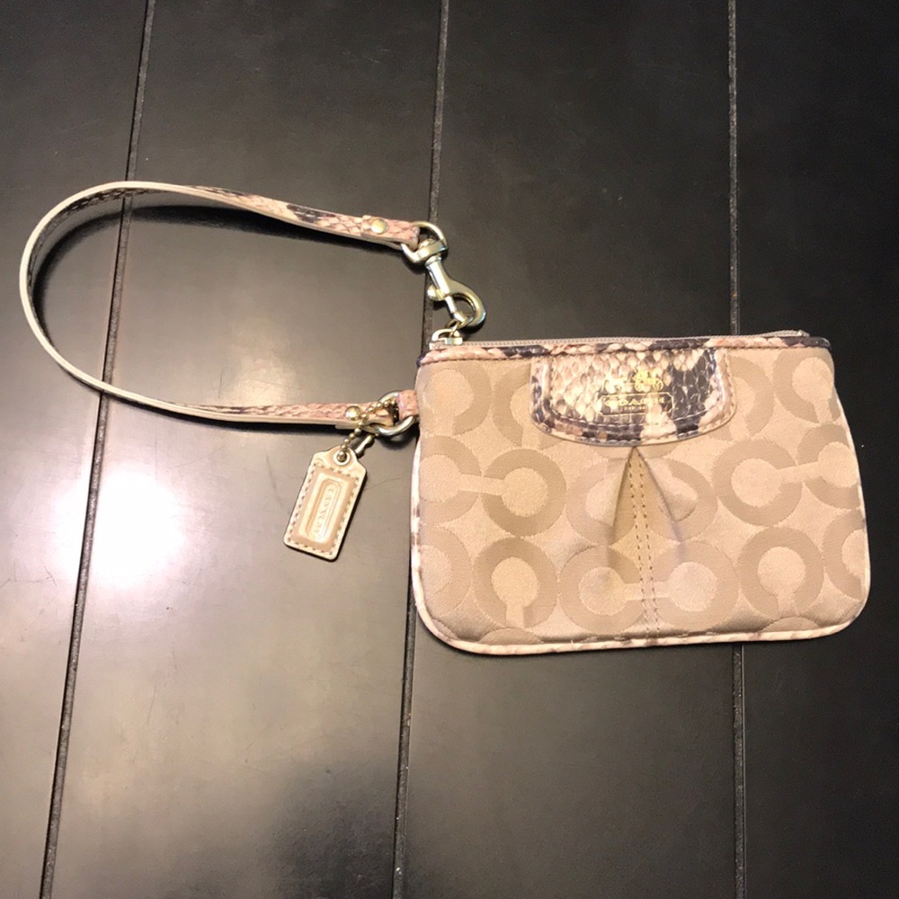 Authentic Coach gold snake wristlet